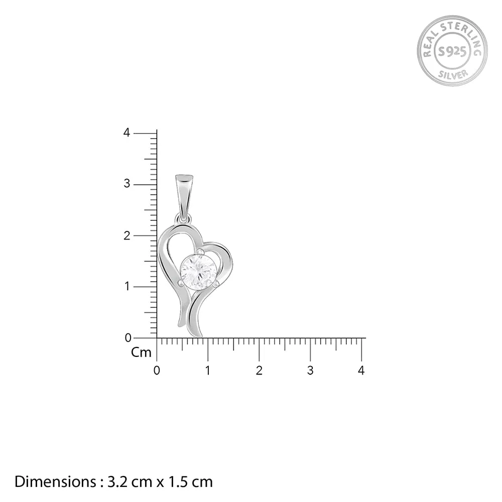 Women's Metal  Sterling Silver Zircon Curl Heart Necklace