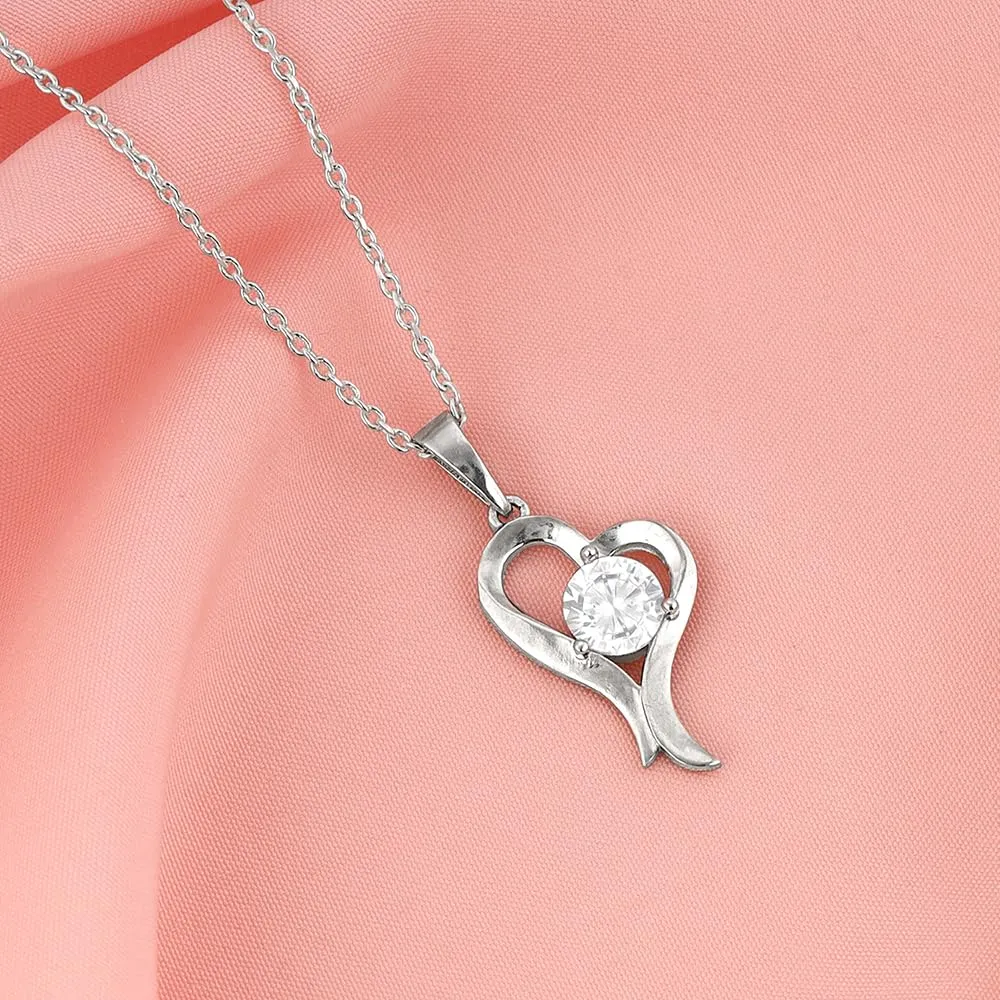 Women's Metal  Sterling Silver Zircon Curl Heart Necklace