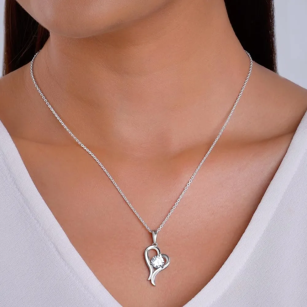 Women's Metal  Sterling Silver Zircon Curl Heart Necklace