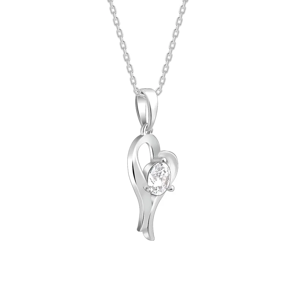 Women's Metal  Sterling Silver Zircon Curl Heart Necklace