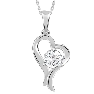 Women's Metal  Sterling Silver Zircon Curl Heart Necklace