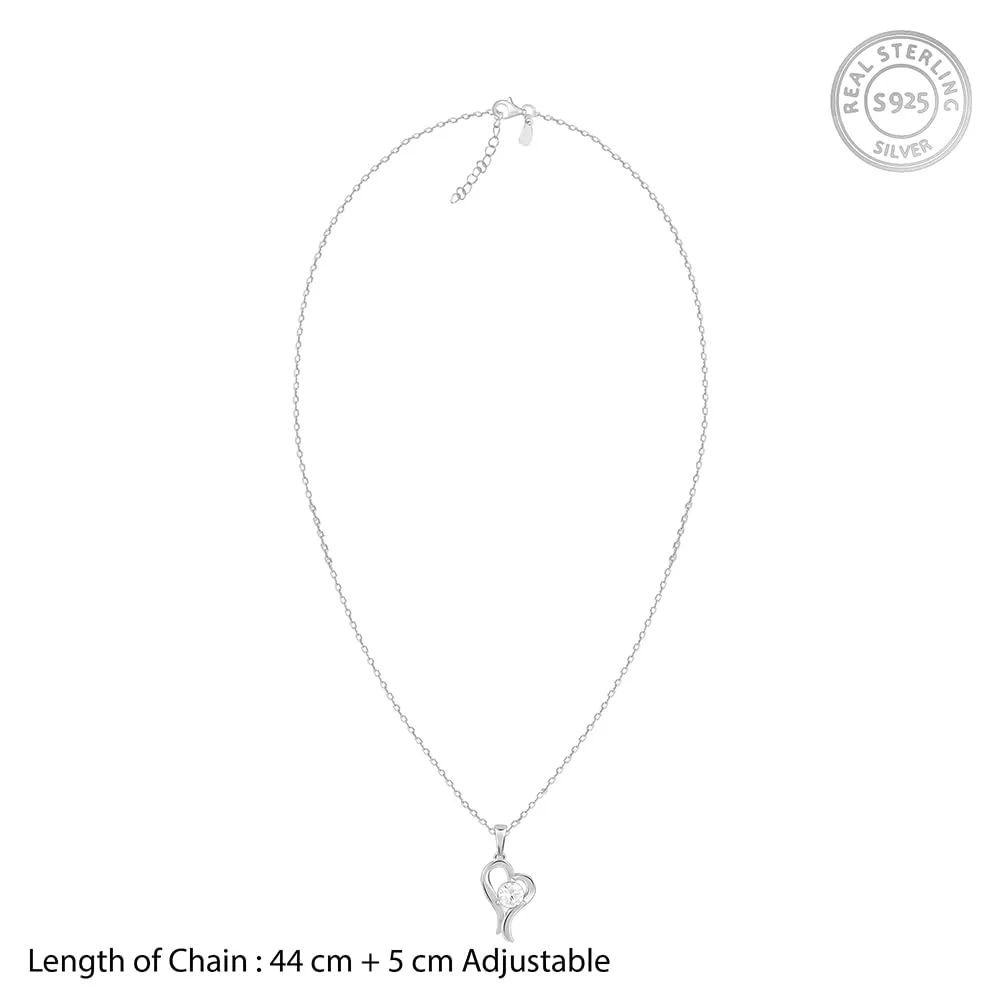 Women's Metal  Sterling Silver Zircon Curl Heart Necklace