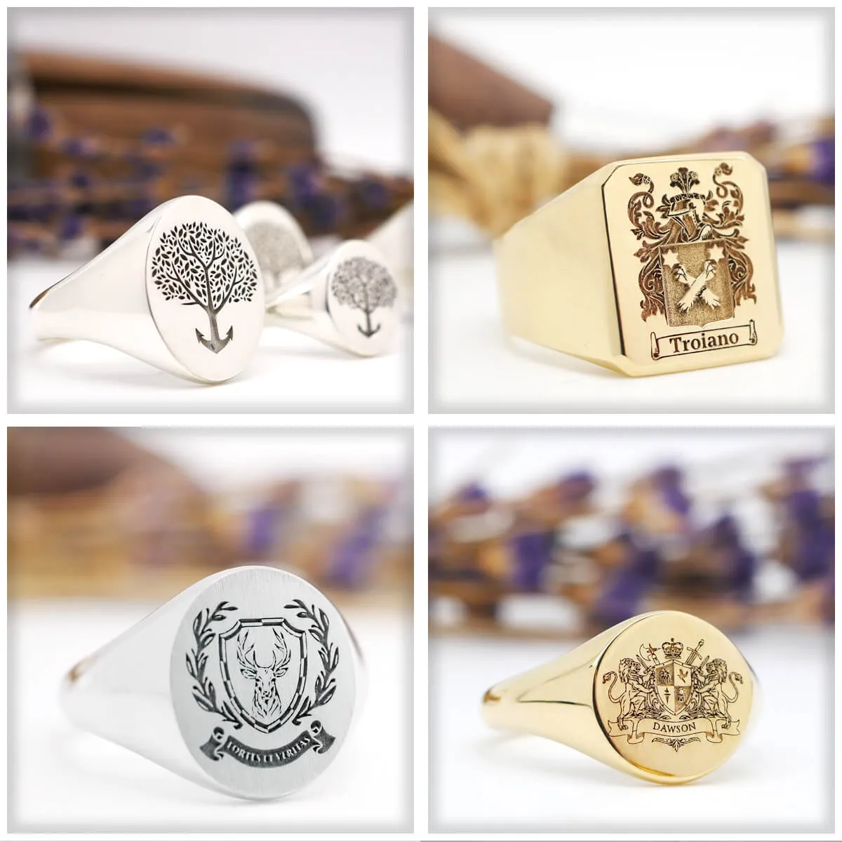 Women's Oval Signet Ring - Large - Laser Engraved Family Crest / Logo